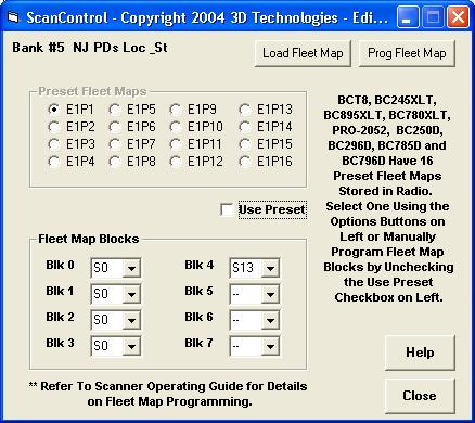 National Association  Stock  Auto Racing Scanner on Edit Fleet Map Screen