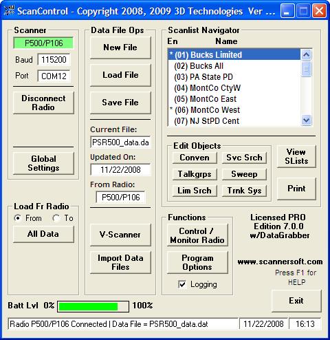 National Association  Stock  Auto Racing Radio on Scancontrol Main Screen  Gre Radios